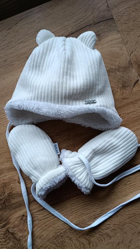 Zimná čiapka pre novorodencov + rukavičky, rada,56