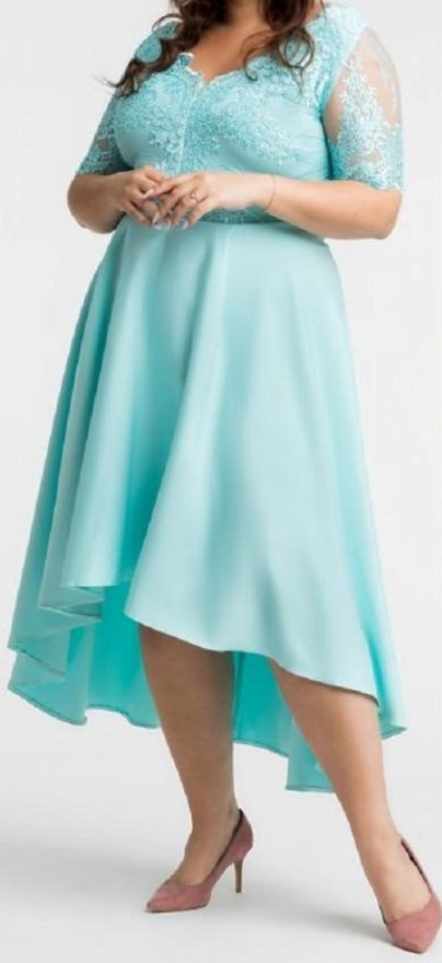 Spoločenské mentolové spoločenské šaty pre moletky, 48 - xxxl