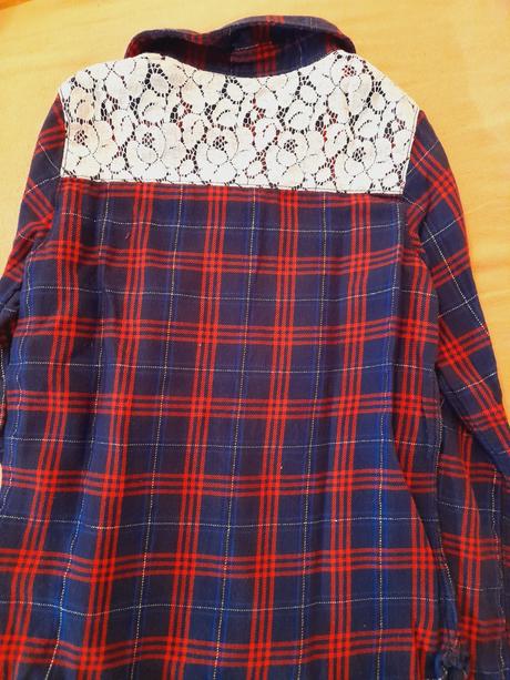 Flanelova košeľa s čipkou, h&m,134