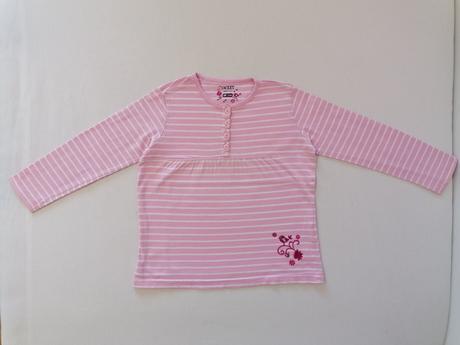 Tričko 98/104 bielo-ruzove pasikave, tcm,98