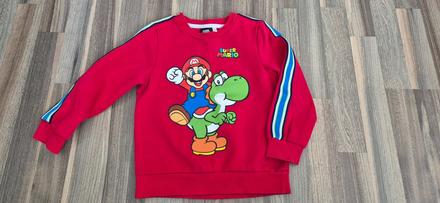 Mikina červená super mario, veľ. 116 (5-6 rokov), c&a,116