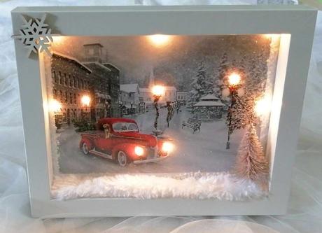 Vianočný fotorámik,shadowbox s led svetlom,