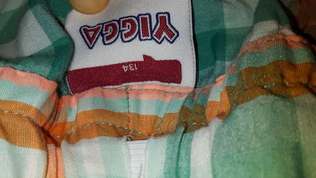 Kockované dievčenské nohavice, málo nosené, 134