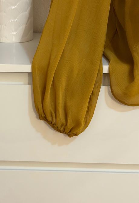 Luxusná šifónová blúzka zara - horčicová elegancia, zara,s