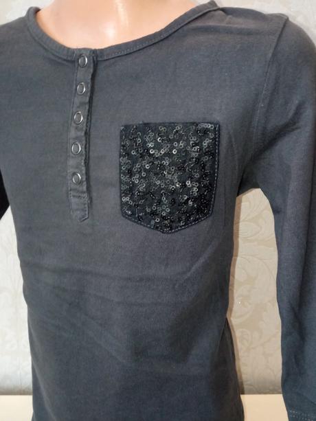 Dievčenské tričko s vreckom a flitrami (6-8 r.), pepperts,122