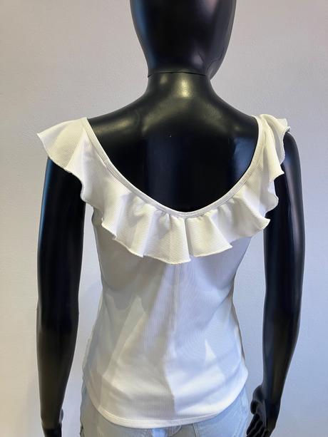 Dámske rebrované tričko s volánom, s