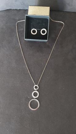 Strieborná retiazka 925 s príveskom a náušnicami, 