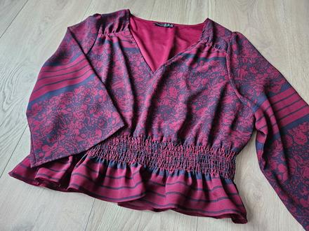 Bordová blúzka s volánikom a širokými rukávmi, atmosphere,xl