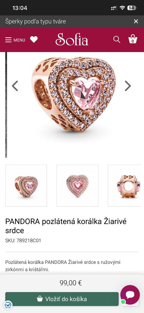 Pandora žiarive srdce, pandora