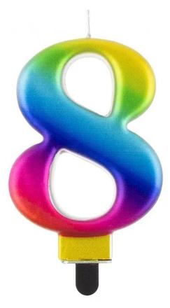 Sviečka č.8 dúha - skladom, mlg115246,