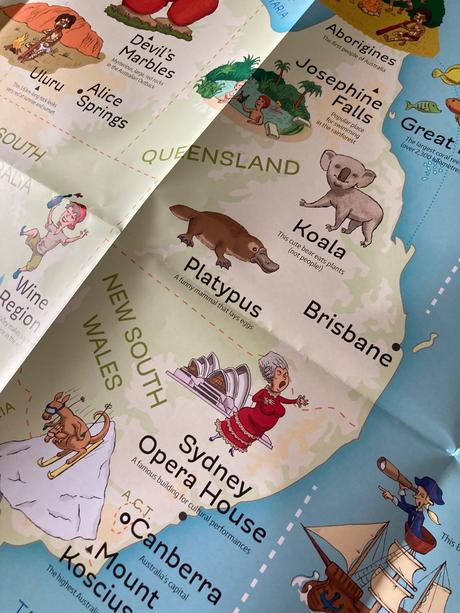 Veľká mapa austrália/nový zéland pre deti, 