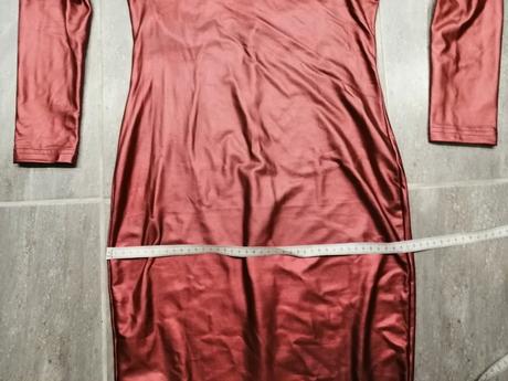 Medeno ružové jedinečné lesklé pružné šaty vs-m, m