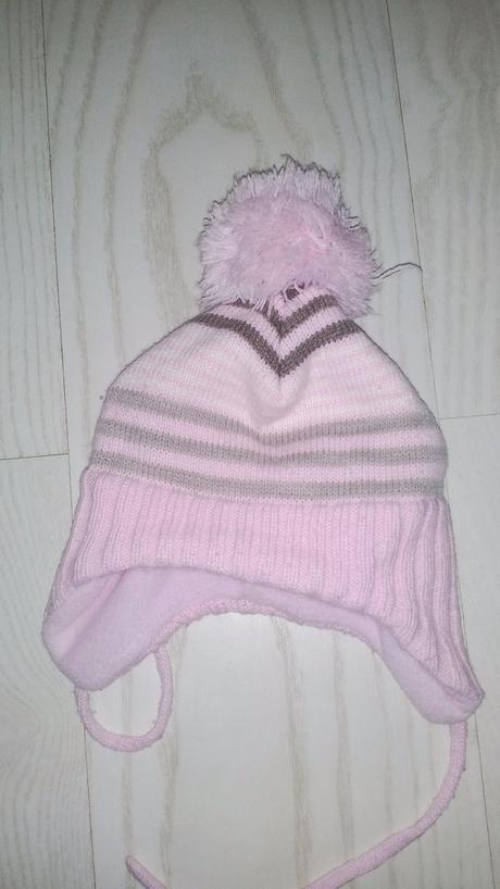 Ružová čiapka na zimu s poštovným, h&m,68