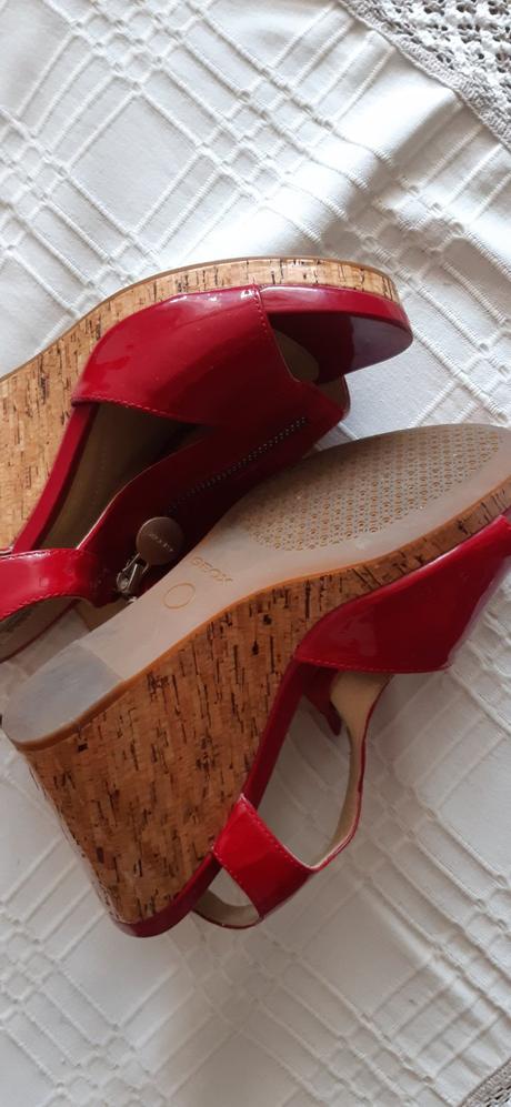 Červene kožené sandále geox veľ .37/38, geox,37