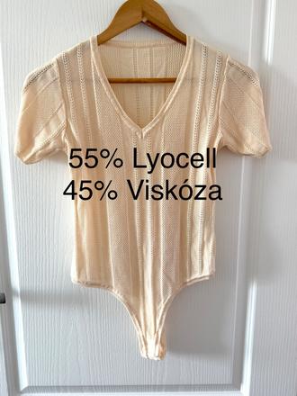 Krémové pletené body motf viskóza lyocell ažúrové, s