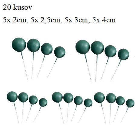 Tortový zápich guličky tmavo zelené-skladom,tz-172,