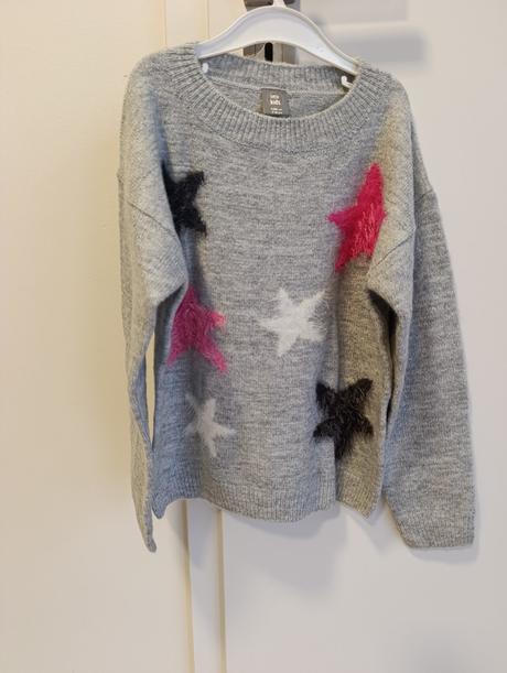 Dievčenský sivý sveter s hviezdami, pepco,128