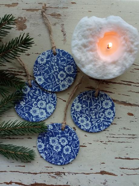 Vianočné ozdoby modrotlač 4ks, 