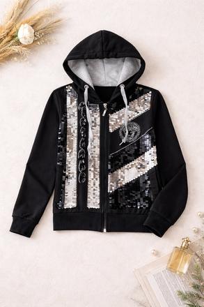 Čierna mikina s flitrami, s