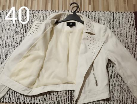Biela riflova bunda do pasa 40h&m, h&m,40