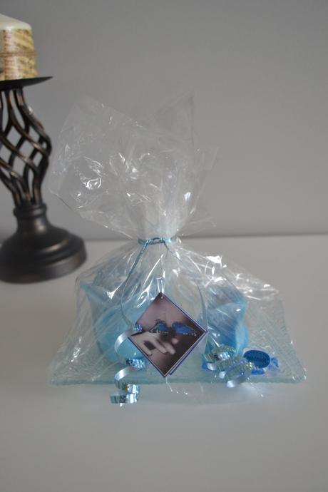 Modrá sviečková dekorácia hand made, 