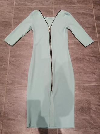 Mätové, jasnozelené šaty so zipsom, vxs-s, xs