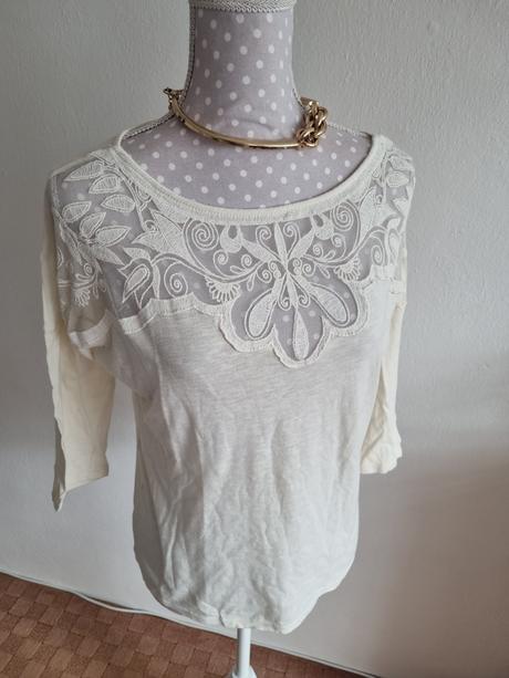 Maslový top s čipkou f&f veľ. 38, f&f,38