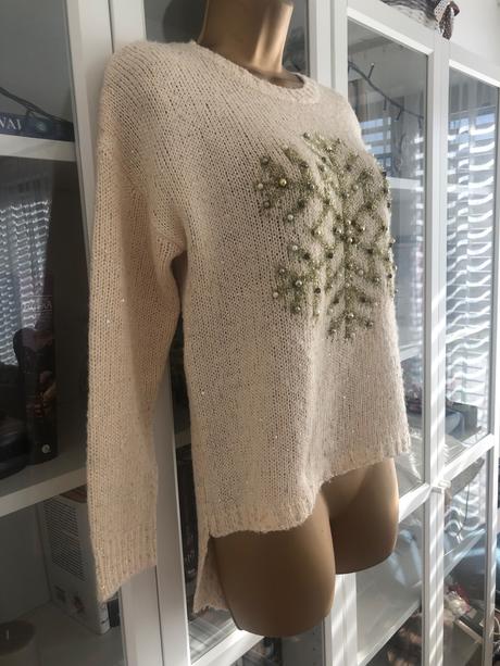 Sveter so zimným motívom s flitrami, m