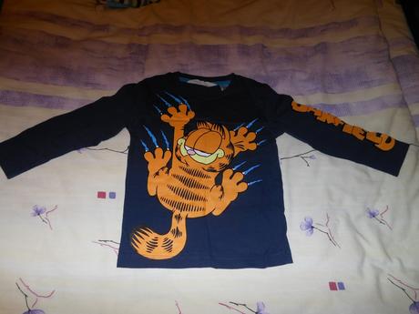 Tmavomodré tričko h&m garfield 92, h&m,92