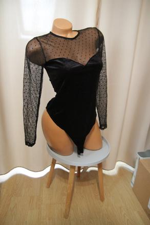 Čierny zamatový body top, s/m, s