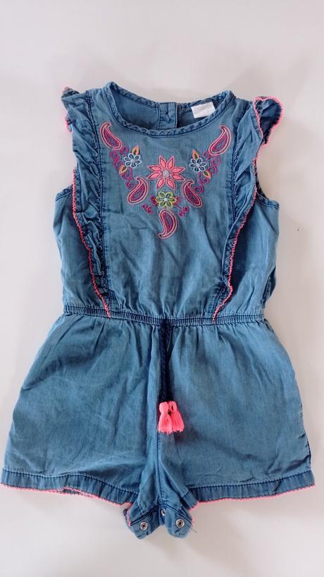 Nádherný riflovy overal, s volánikmi, vysivany, f&f,116