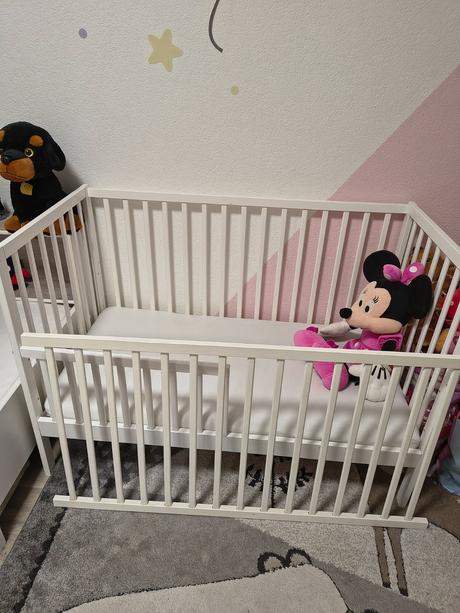 Detská biela postieľka, šírka (cm): 65,dĺžka (cm): 120