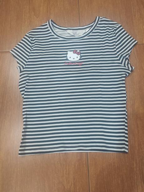 Pásikové crop tričko, h&m,158