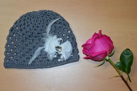 Háčkovaná čiapočka s kvetom, 50 - 158