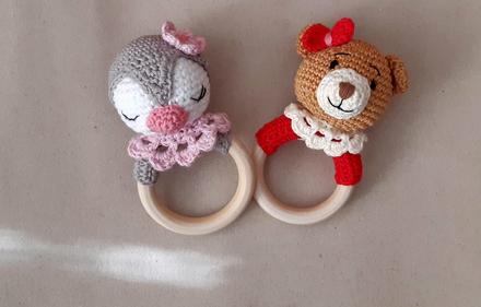 Háčkované hrkálky - rôzne zvieratká,