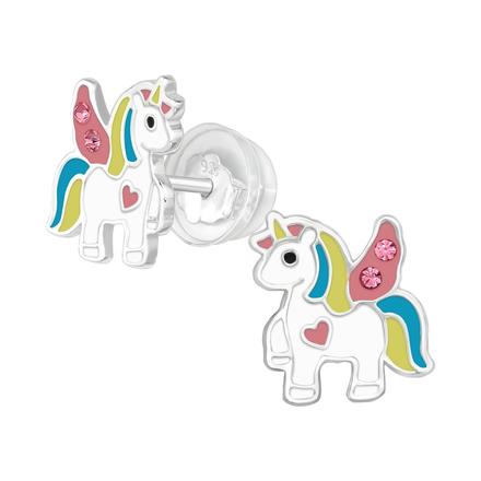 Detské strieborné náusnice jednorožec, 
