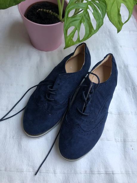 Modré mokasíny/ modré snúrovacie topánky, zara,41