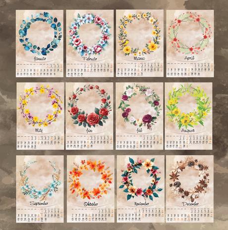 Kvetinkový kalendár rôzne formáty,