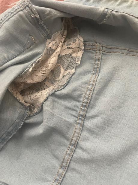 Riflový kabát kratky s čipkou, s