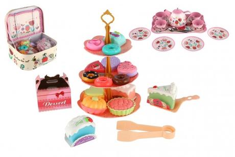 Čajová sada riadu a dezertový set v kufríku, 