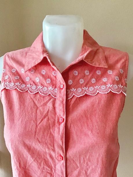 Bluzka s vysivanym sedlom, papaya,38