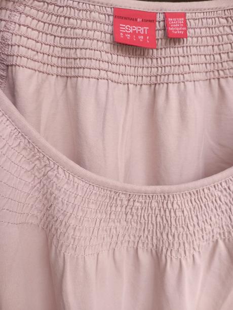 Pudrovoružové tričko s pekným výstrihom, esprit,m