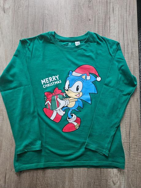 Vianočné tričko sonic, h&m,134