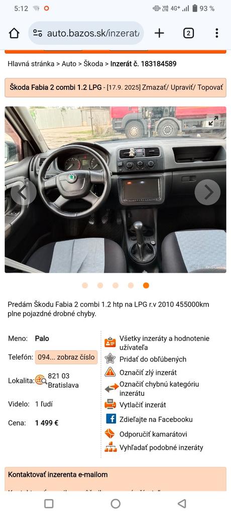 Predám škoda fabia combi lpg, škoda