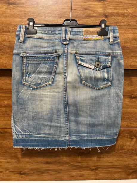 Riflová sukňa s aplikáciami, broadway,s