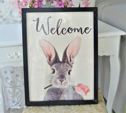 Obraz so zajkom-42,5x32,5x3cm,