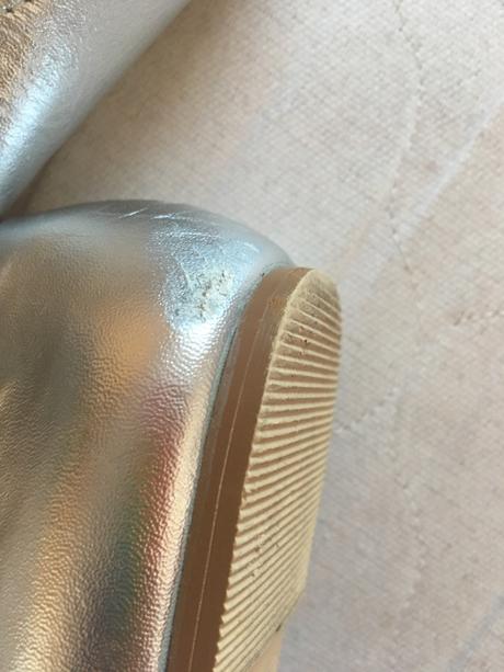 Kožené strieborné baleriny, marks & spencer,30