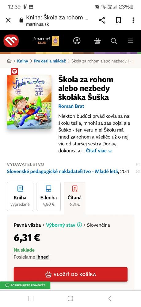 Škola za rohom kniha,