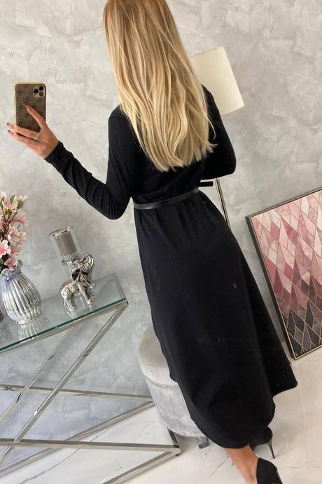 Šaty s ozdobným opaskom a nápisom/ čierna, 