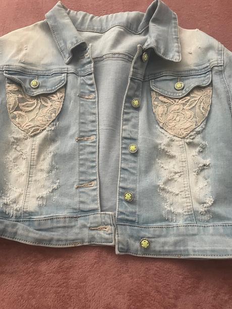 Riflový kabát kratky s čipkou, s